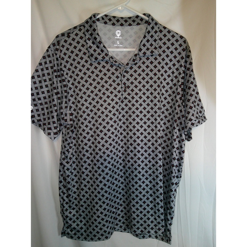 Caddy Cart Geometric Print Golf Polo Shirt Short Sleeve Mens‎ Size L